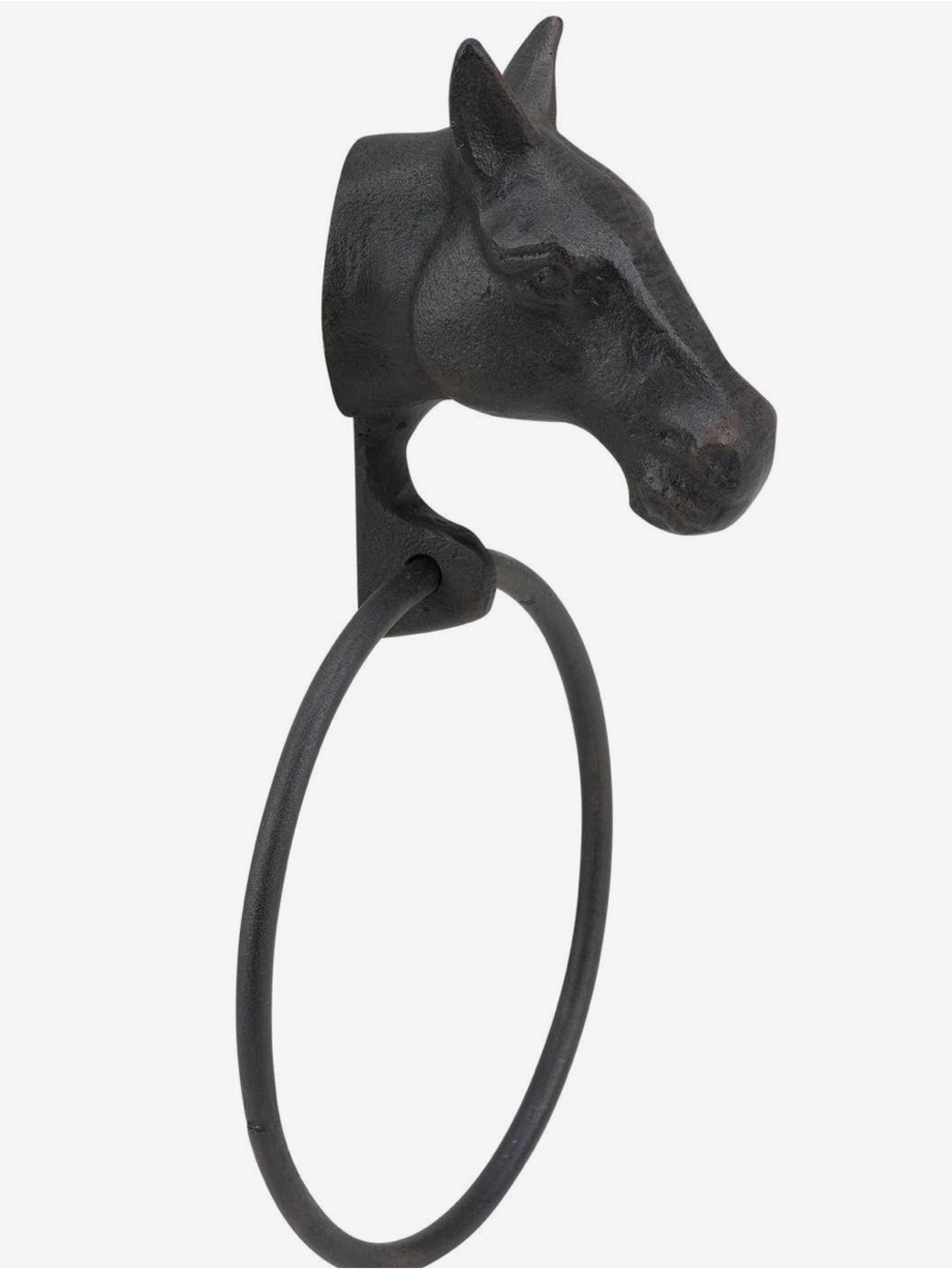 Cast Iron Horse Head Towel Ring - Black
